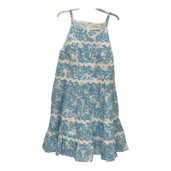 Lilly Pulitzer Blue and White Leaf Print Dress NEW LPBOX2